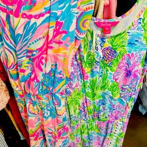 Lilly Pulitzer rompers. Left one is strapless. Selling together.